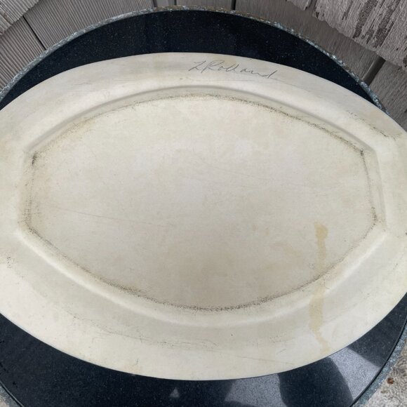 Laurie Rolland Signed Pottery Platter Dish Canadian Artist Stylized Nature Birds - Picture 7 of 7